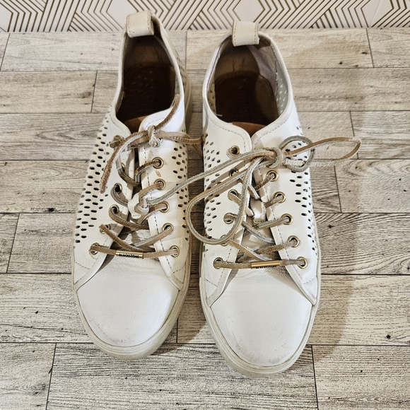 Blackstone PL87 Perforated White Leather Low Top Sneakers Size 40 - Picture 3 of 9